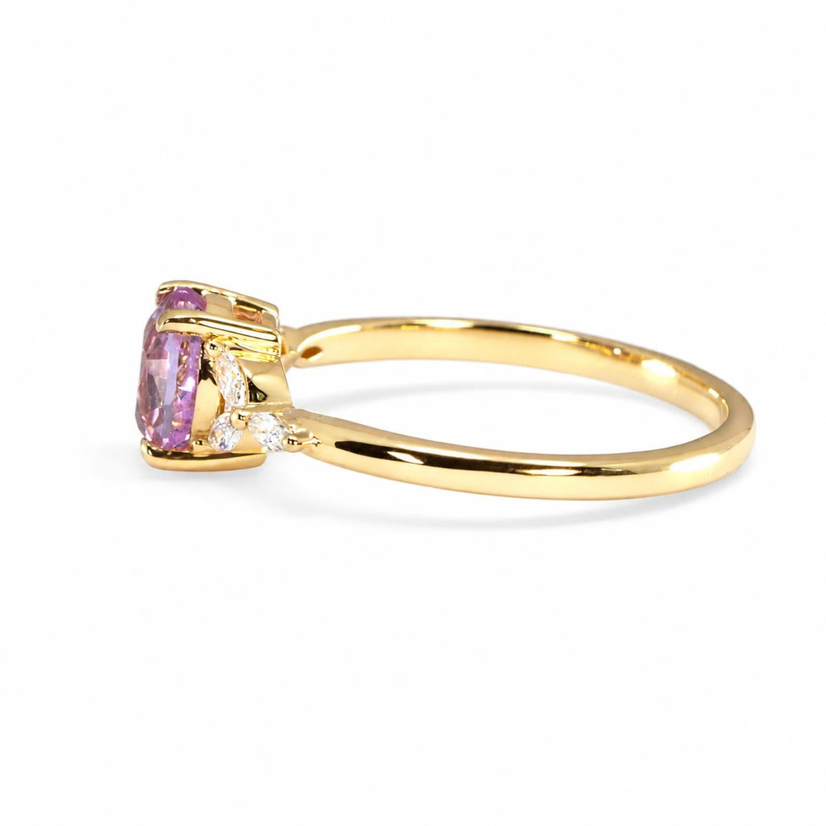 Unheated 1.34ct Baby Pink Sapphire Ring with Marquise Diamond Accents