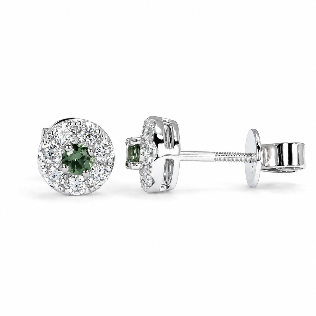 Australian Teal Sapphire Halo Stud Earrings in 9K Gold