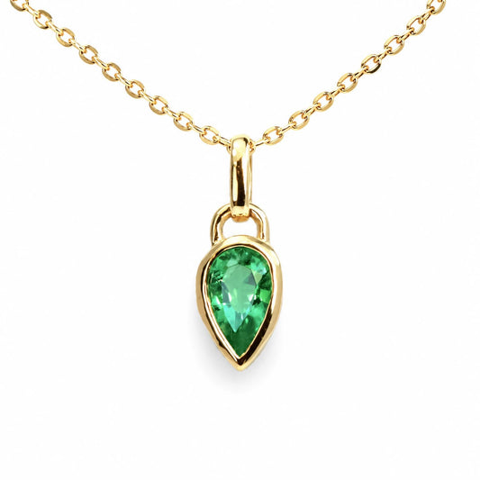 Pear-Shaped Colombian Emerald Gold Pendant