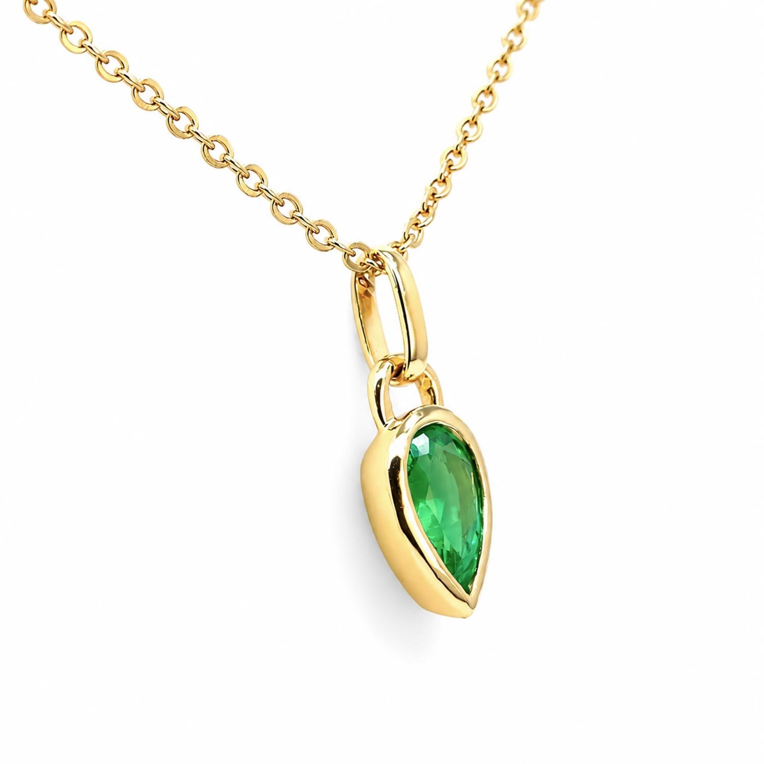 Pear-Shaped Colombian Emerald Gold Pendant
