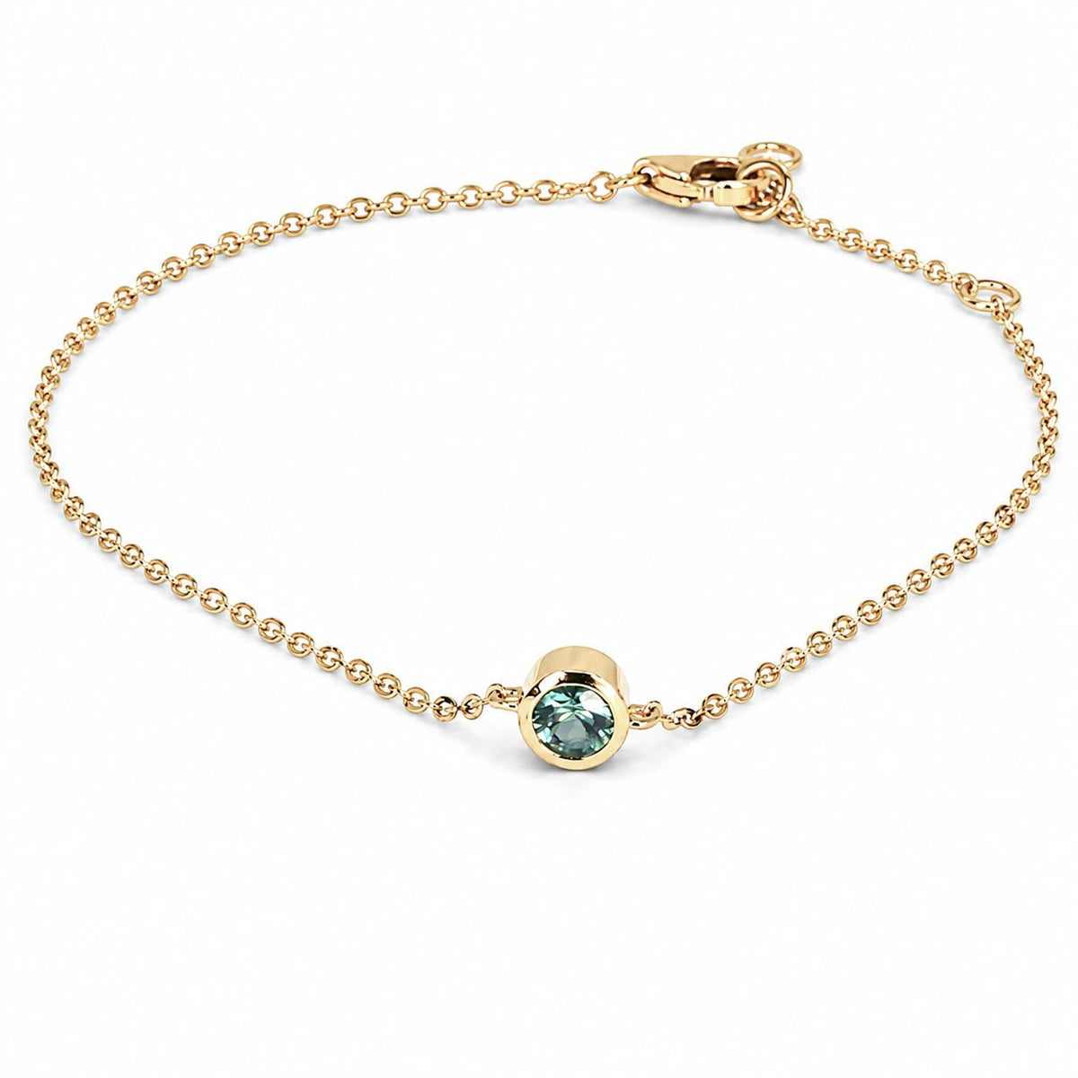 Australian Teal Sapphire Bracelet in 18K Yellow Gold