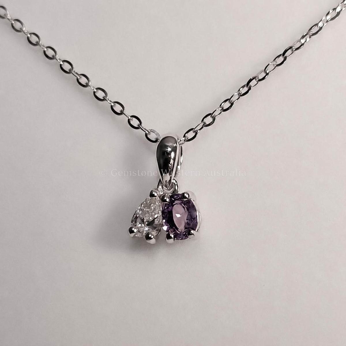 Toi et Moi Platinum Pendant with Alexandrite and Pear Diamond
