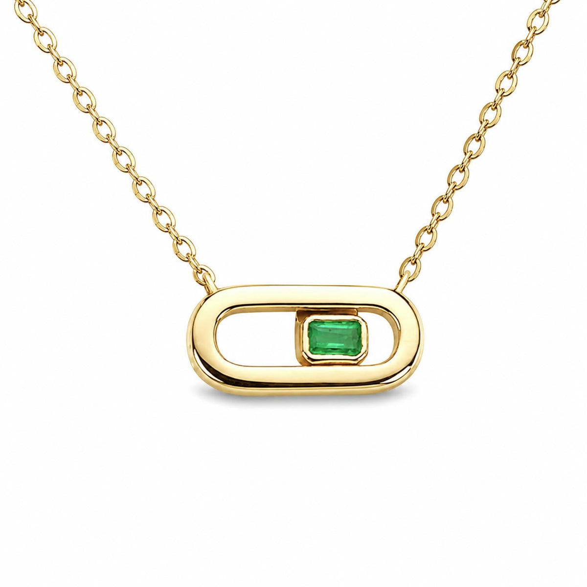 Sliding Emerald Pendant in 18K Yellow Gold
