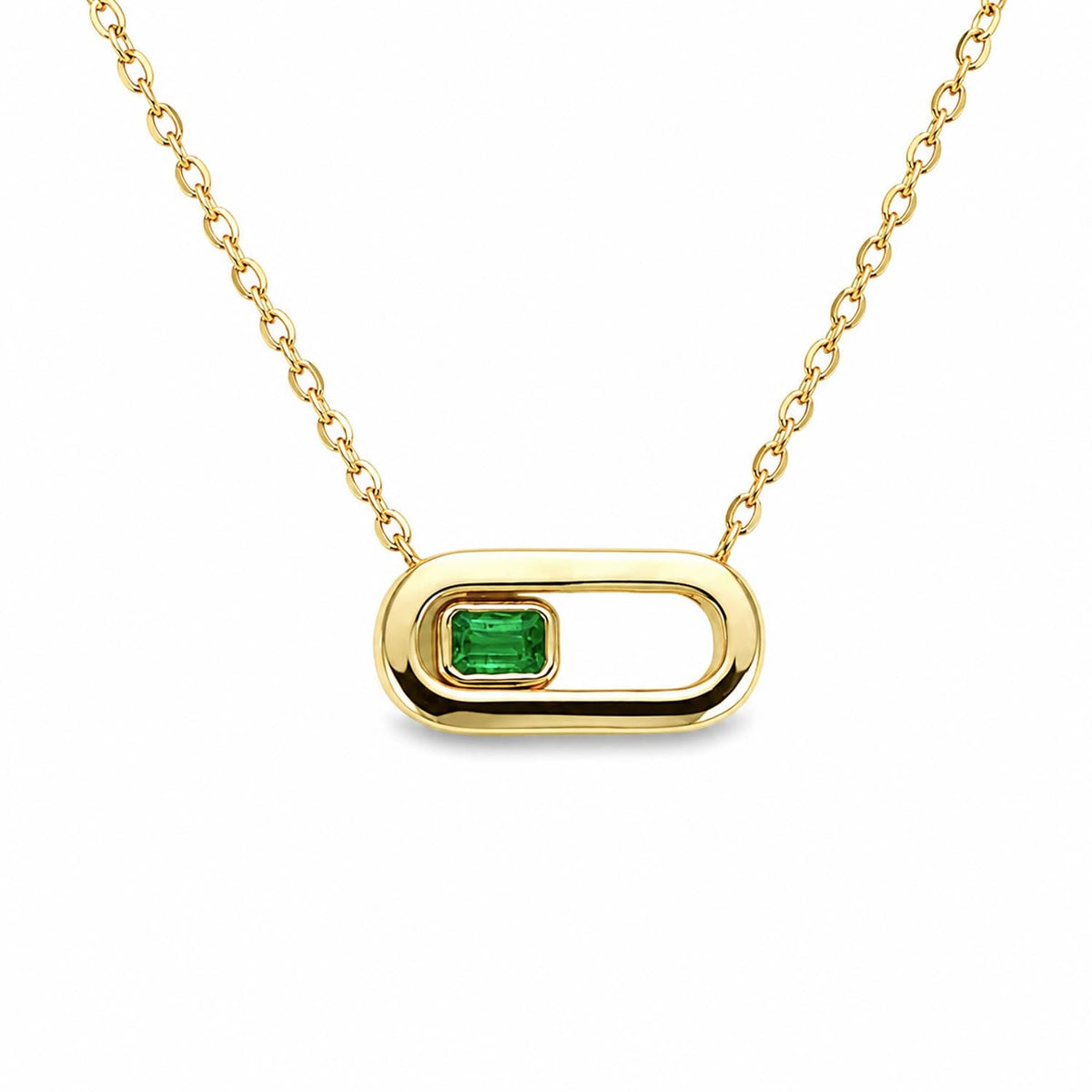 Sliding Emerald Pendant in 18K Yellow Gold