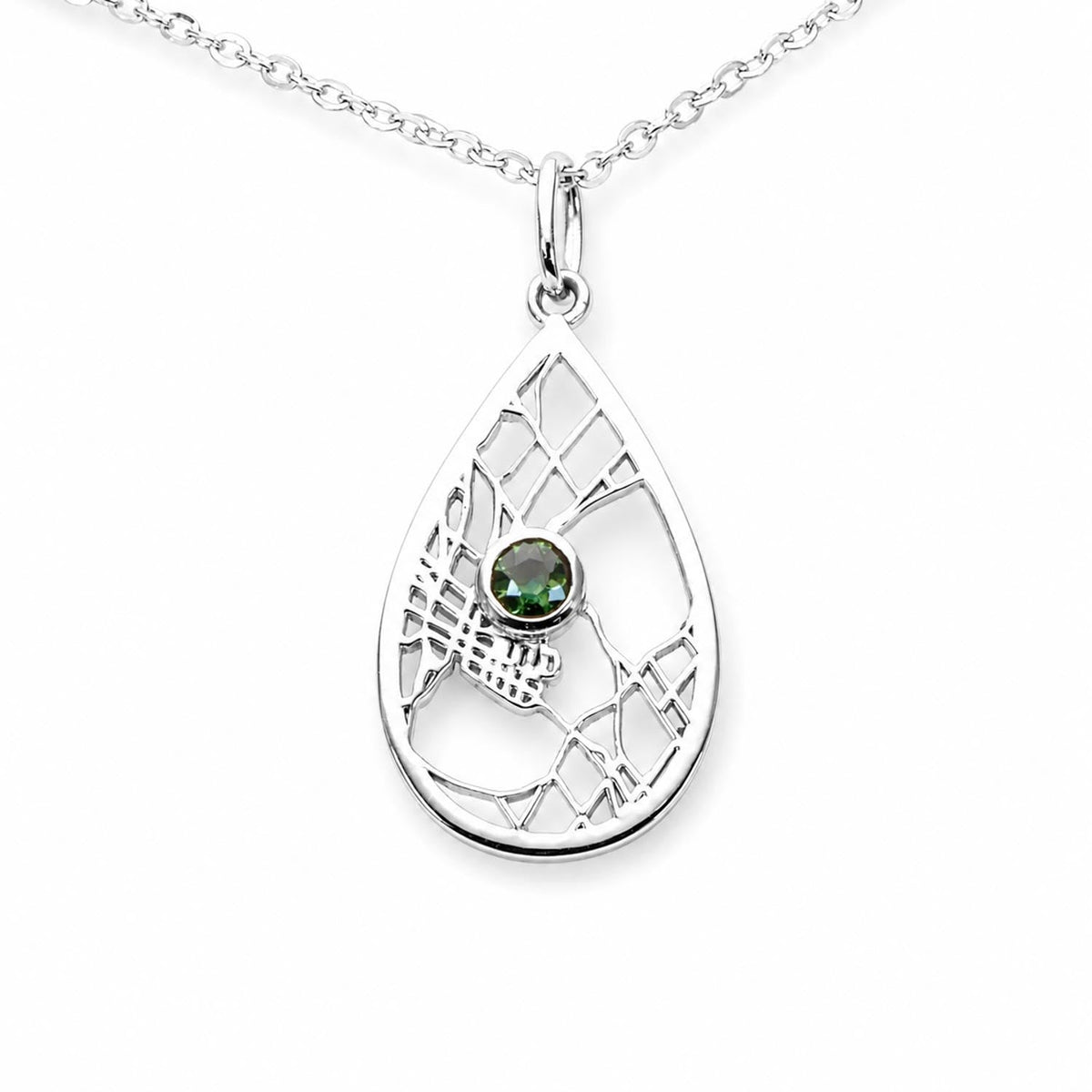 Perth Cartography Pendant with Teal Sapphire in 9K White Gold