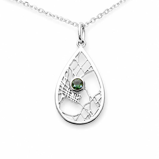 Perth Cartography Pendant with Teal Sapphire in 9K White Gold