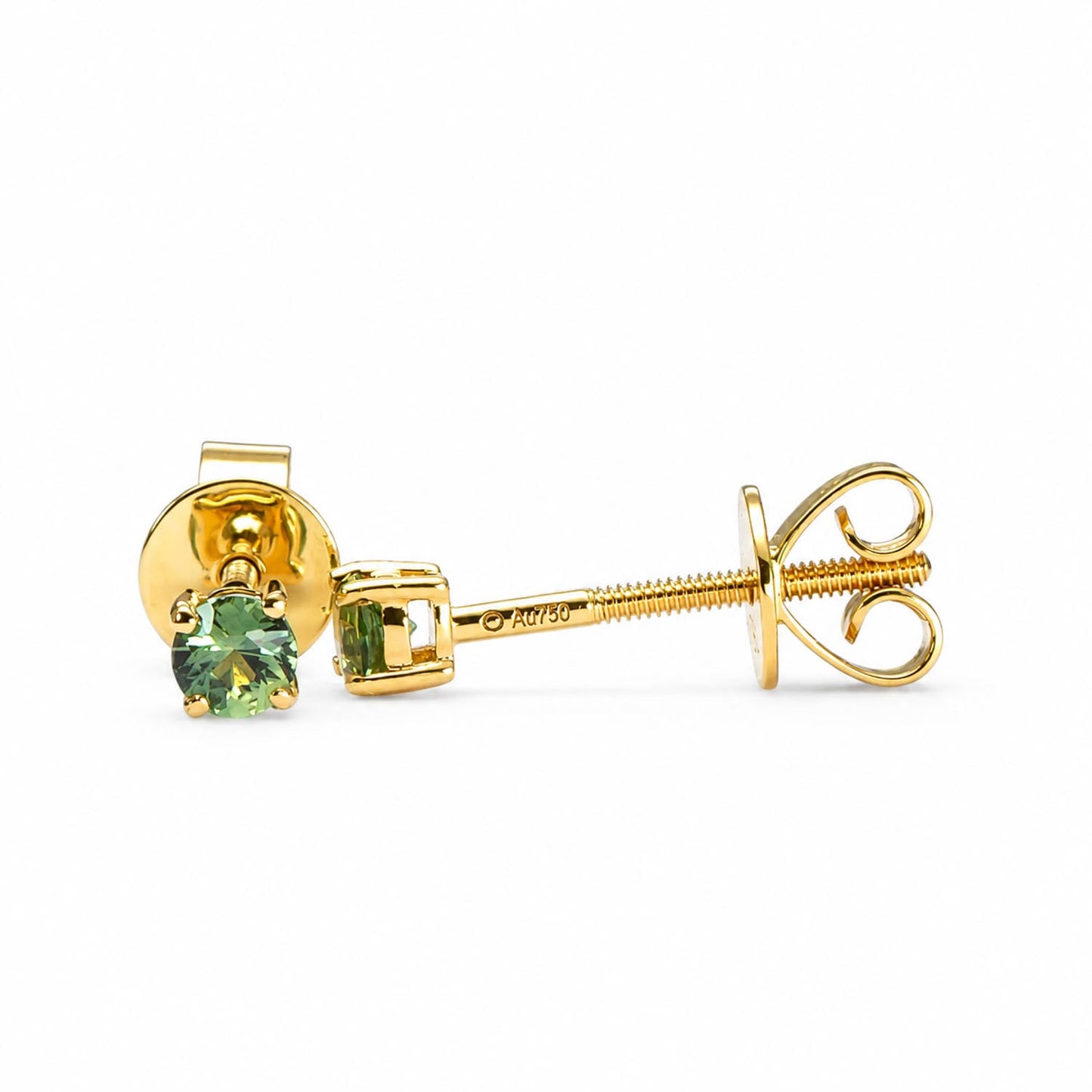 Small Teal Sapphire Earrings in 18K Yellow Gold -Australian Sapphires, 0.27ct