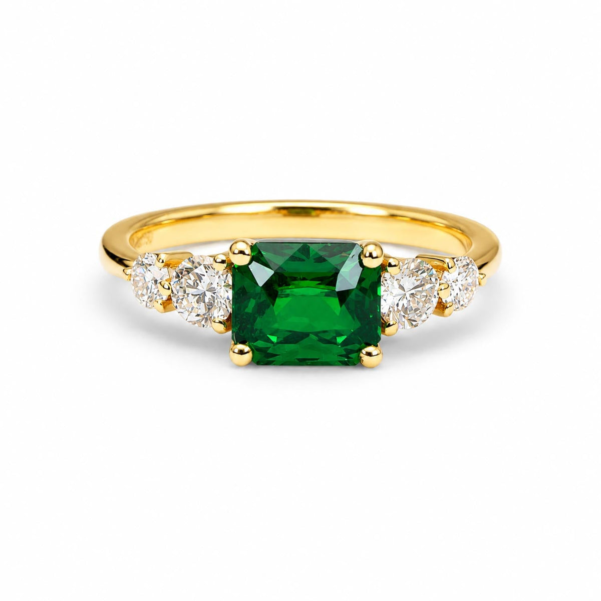 Natural Tsavorite Garnet Ring with GIA-Certified Diamonds