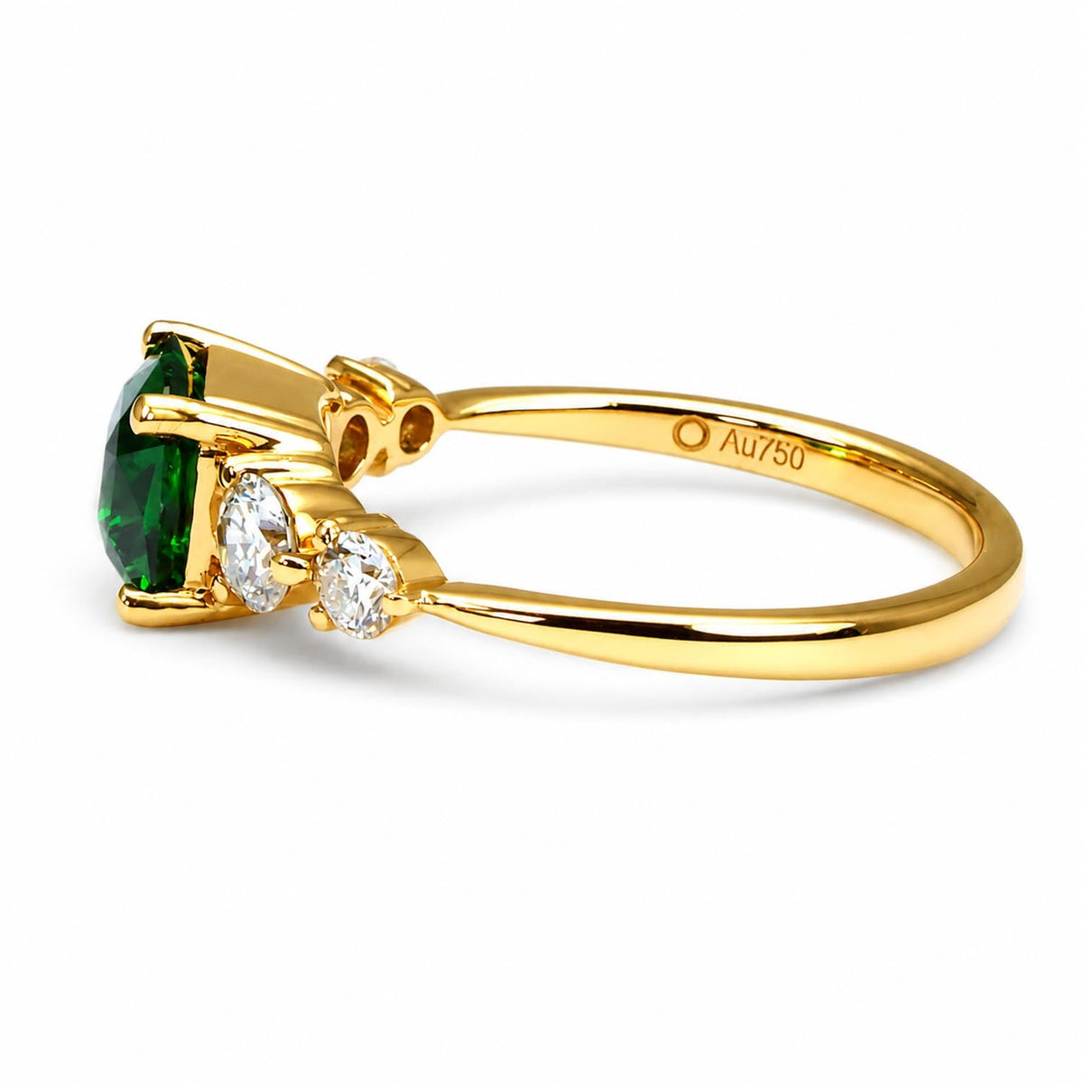 Natural Tsavorite Garnet Ring with GIA-Certified Diamonds