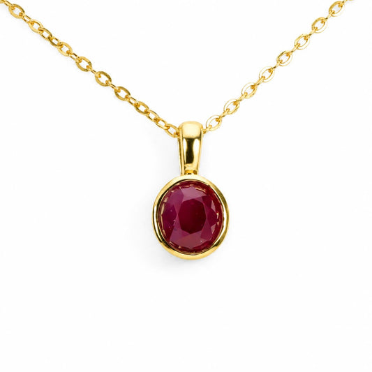 Bezel Set Unheated Ruby Pendant in 18K Yellow Gold