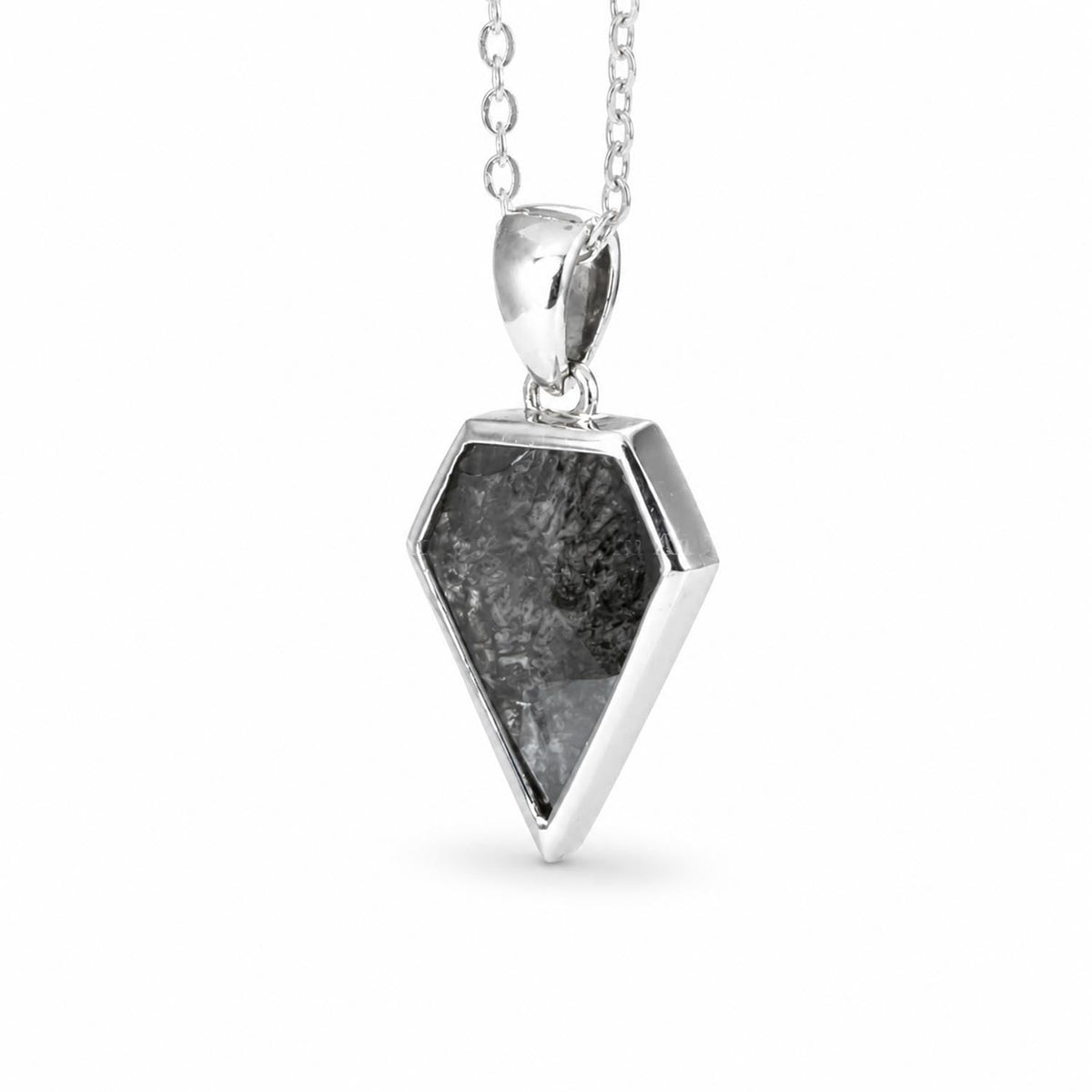 Salt and Pepper Diamond Pendant in 18K White Gold – Shield Cut