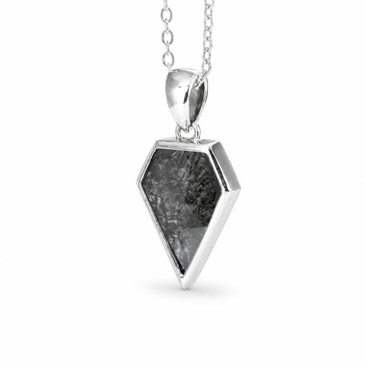 Salt and Pepper Diamond Pendant in 18K White Gold – Shield Cut