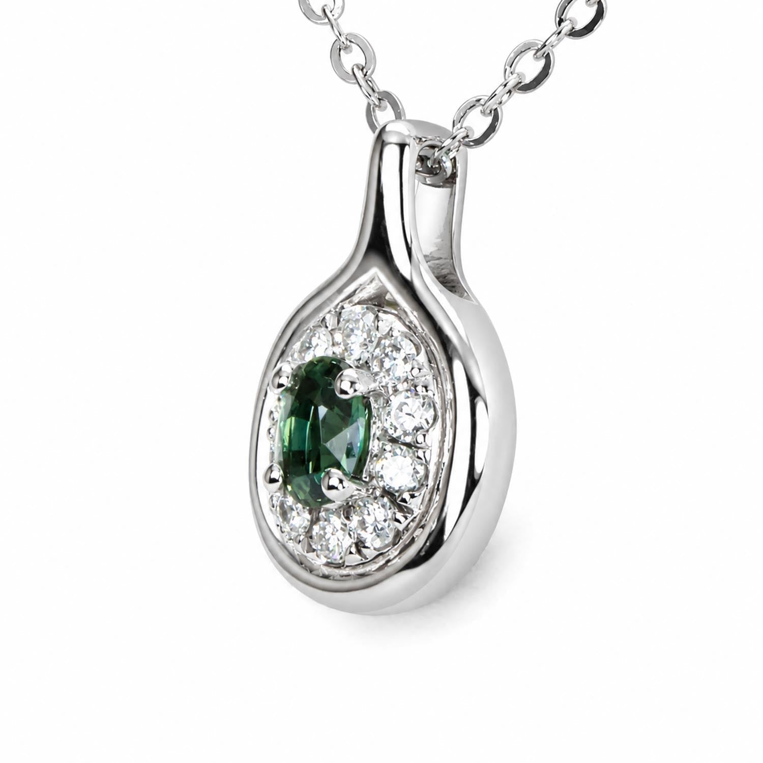 Platinum Alexandrite and Diamond Pendant with Oval Cut Centre