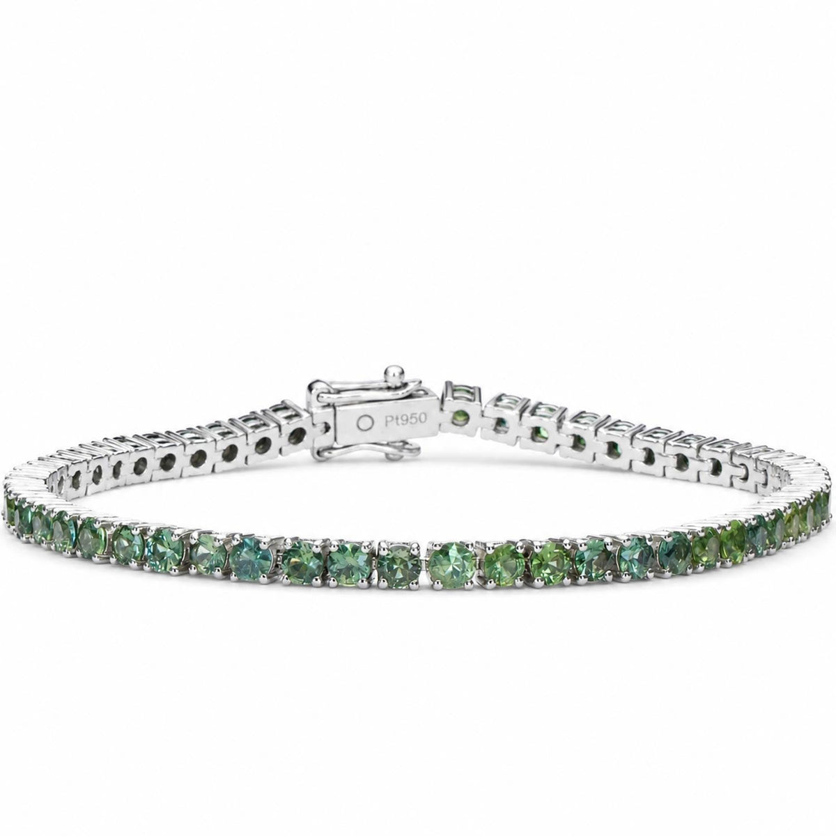Australian Teal Sapphire Tennis Bracelet in Platinum 950