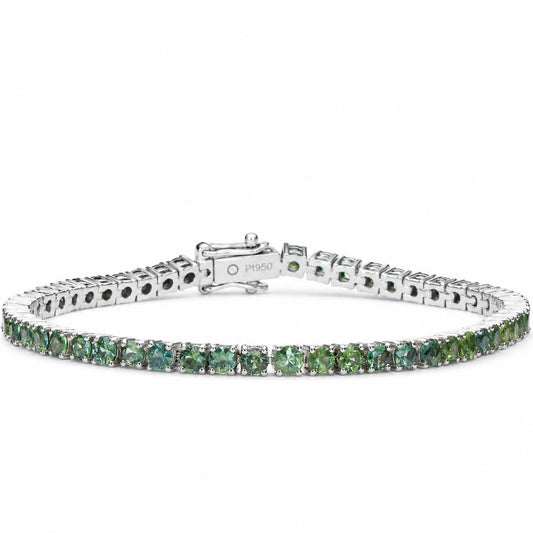 Australian Teal Sapphire Tennis Bracelet in Platinum 950