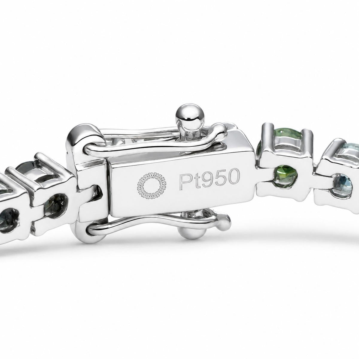 Australian Teal Sapphire Tennis Bracelet in Platinum 950