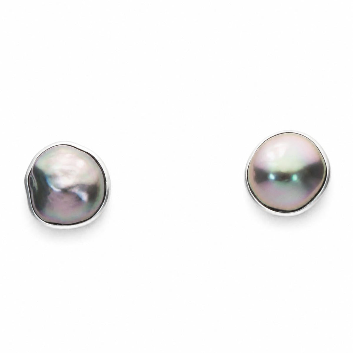 Tahitian Pearl Stud Earrings in 18K White Gold