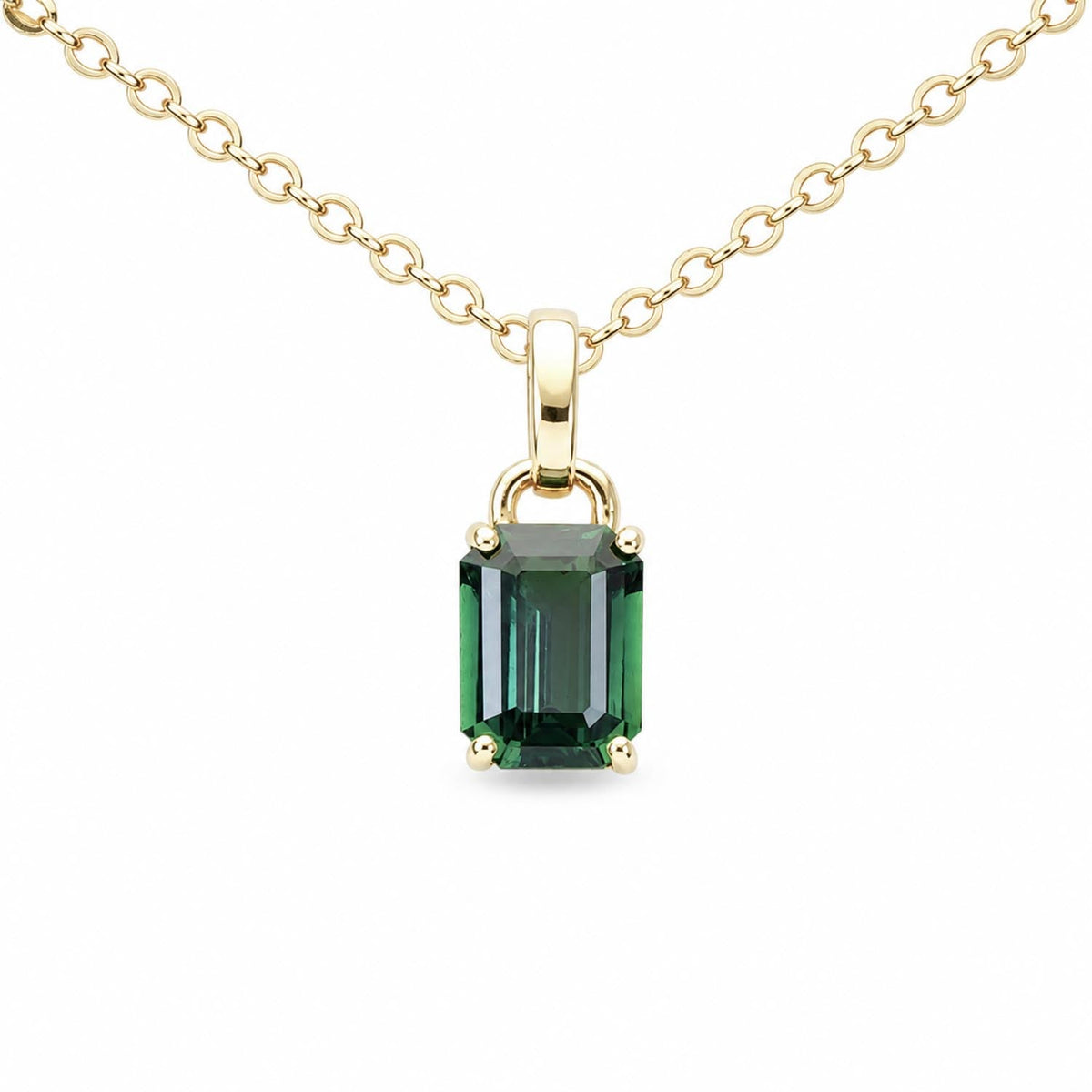 Teal Sapphire Gold Pendant in 18K Yellow Gold - 1.53ct Unheated Sapphire