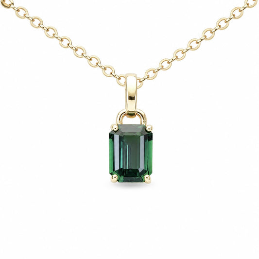 Teal Sapphire Gold Pendant in 18K Yellow Gold - 1.53ct Unheated Sapphire