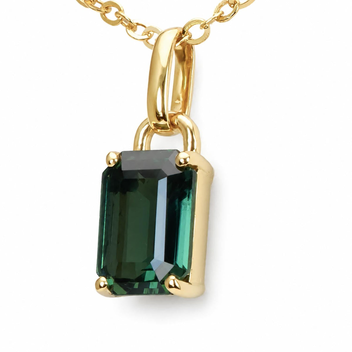 Teal Sapphire Gold Pendant in 18K Yellow Gold - 1.53ct Unheated Sapphire