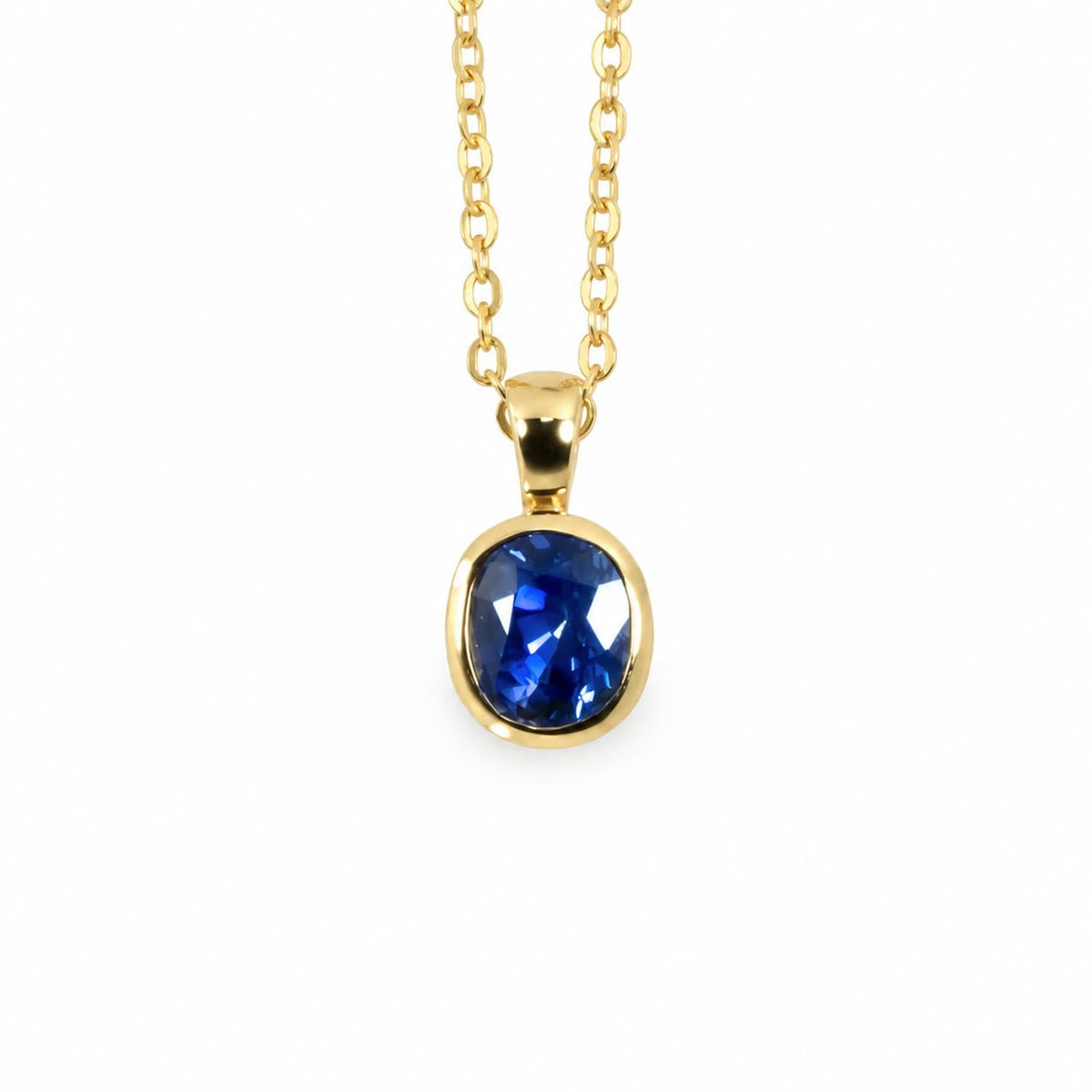 Natural cornflower blue sapphire pendant with a 1.20ct sapphire in 18K yellow gold