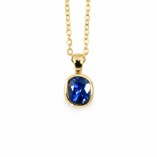 Natural cornflower blue sapphire pendant with a 1.20ct sapphire in 18K yellow gold
