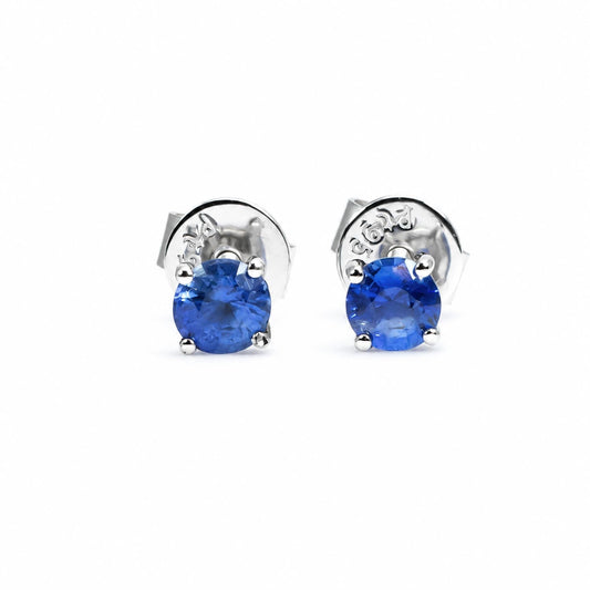 Natural blue sapphire stud earrings in platinum 950 with 0.50ct sapphires