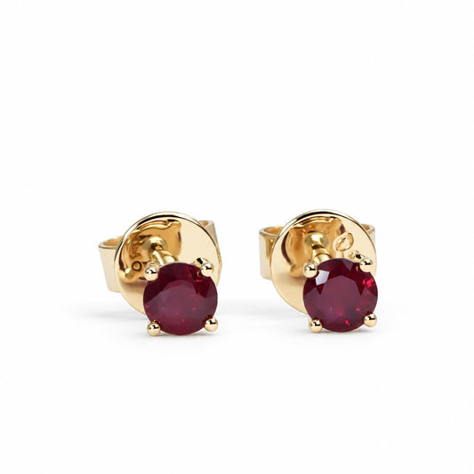 Natural ruby stud earrings in 18K yellow gold with 0.35ct rubies