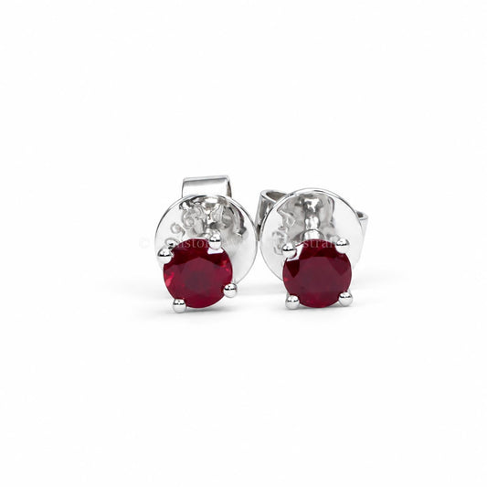 Natural ruby stud earrings in platinum 950 with 0.34ct rubies