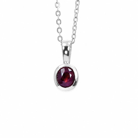 Natural unheated ruby bezel pendant in Pt950 platinum