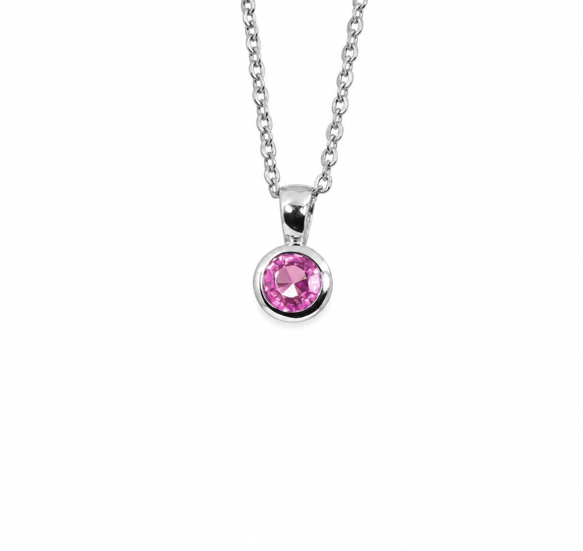 Natural unheated pink sapphire pendant in platinum