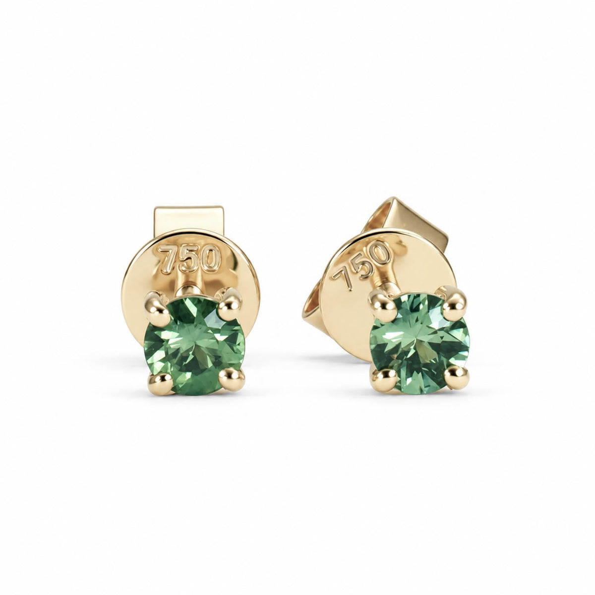 Australian teal sapphire stud earrings 0.37ct in 18K yellow gold