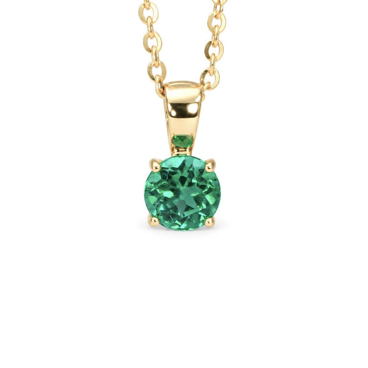 Natural Colombian emerald pendant in 18K yellow gold