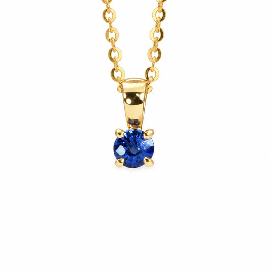 Natural blue sapphire pendant in 18K yellow gold