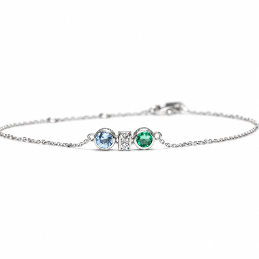 Colombian emerald, diamond and blue sapphire bracelet in platinum 950