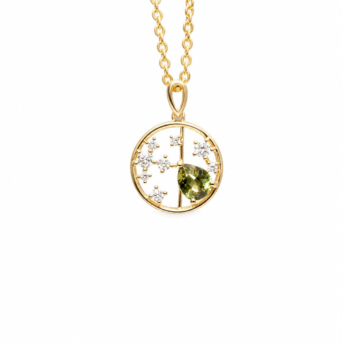 Natural alexandrite and diamond pendant 0.63ct pear cut in 18K yellow gold