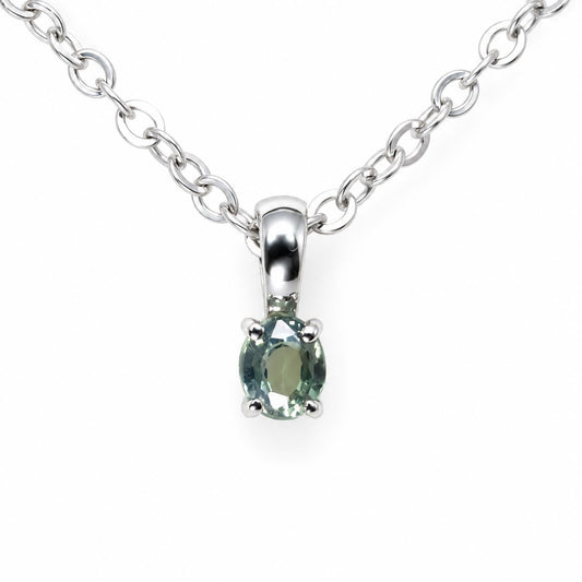 Petite oval alexandrite pendant 0.18ct in platinum 950 with an apple green hue