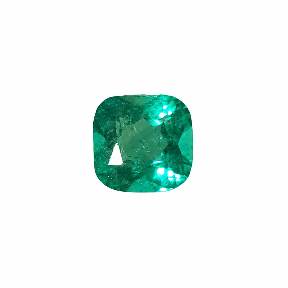 1.0 ct natural Colombian emerald, cushion cut loose gemstone