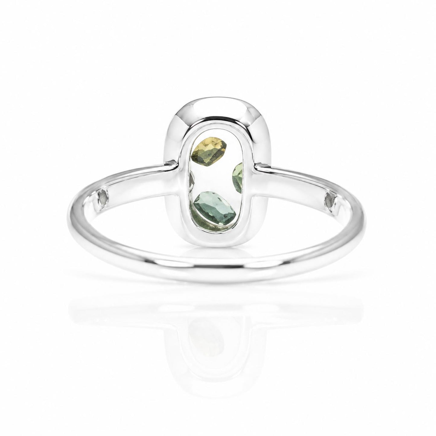 back view of a Natural Alexandrite & Diamond Composition Ring in Platinum on a white background 