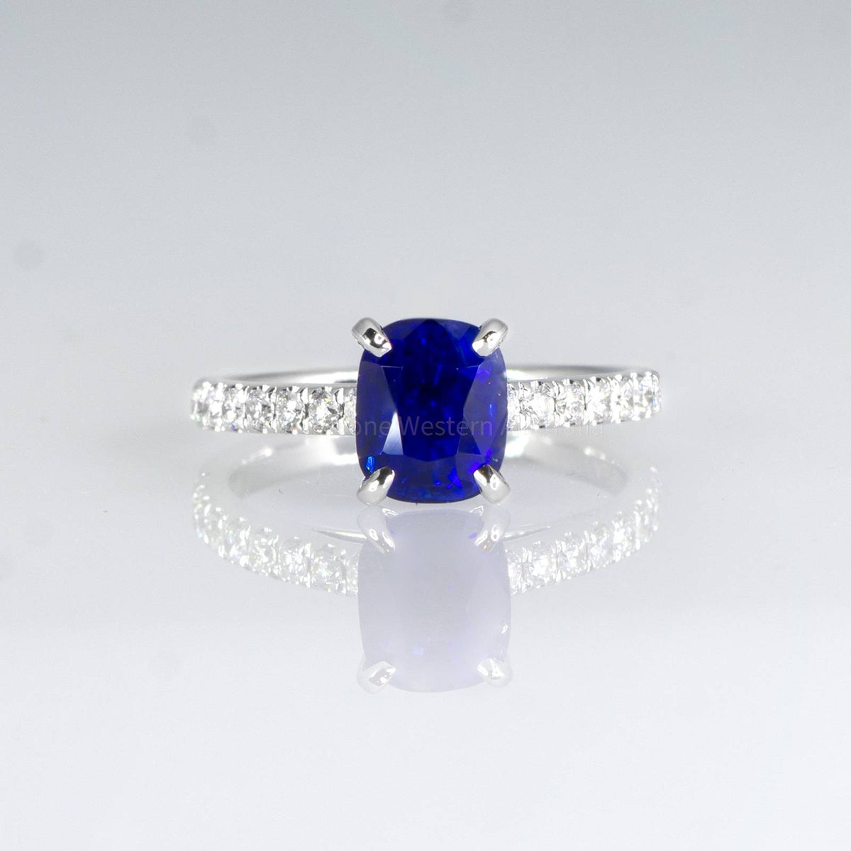 2.67ct Natural Sapphire Ring Solitaire Sapphire Engagement Ring 18K White Gold