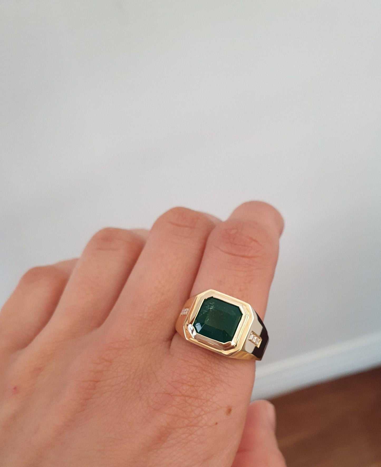 3.9ct Natural Emerald Men's Ring