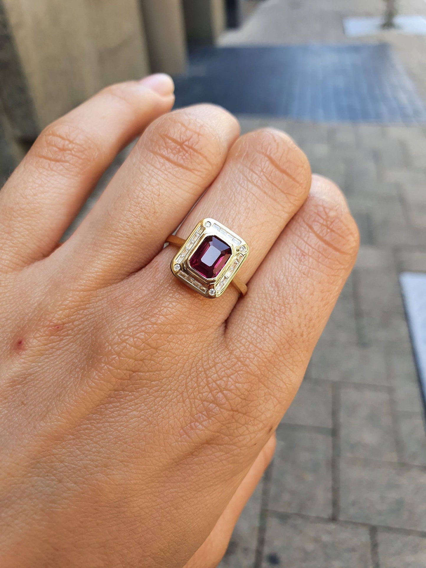 Art-Deco Inspired Ruby Ring |1.5ct Unheated Ruby Halo Ring