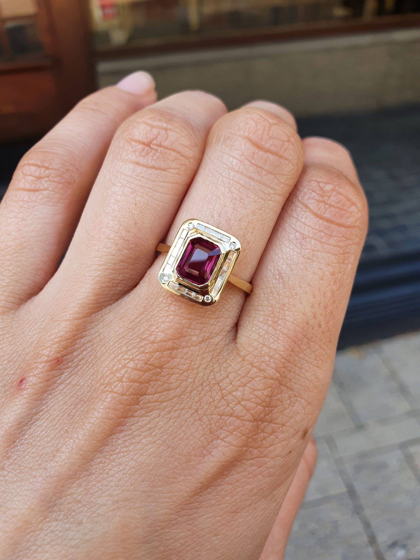 Art-Deco Inspired Ruby Ring |1.5ct Unheated Ruby Halo Ring