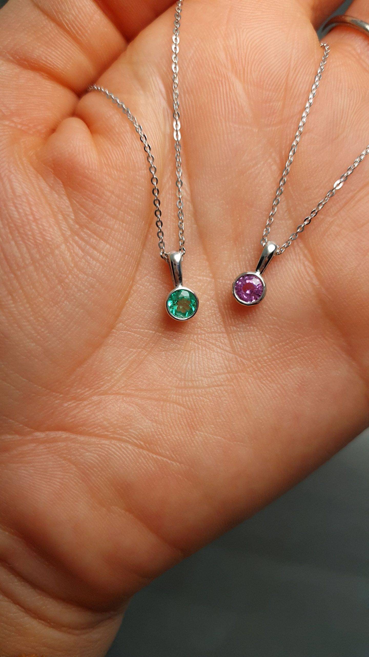Platinum Pendant with Round Pink Sapphire | Bezel-Set Sapphire Pendant