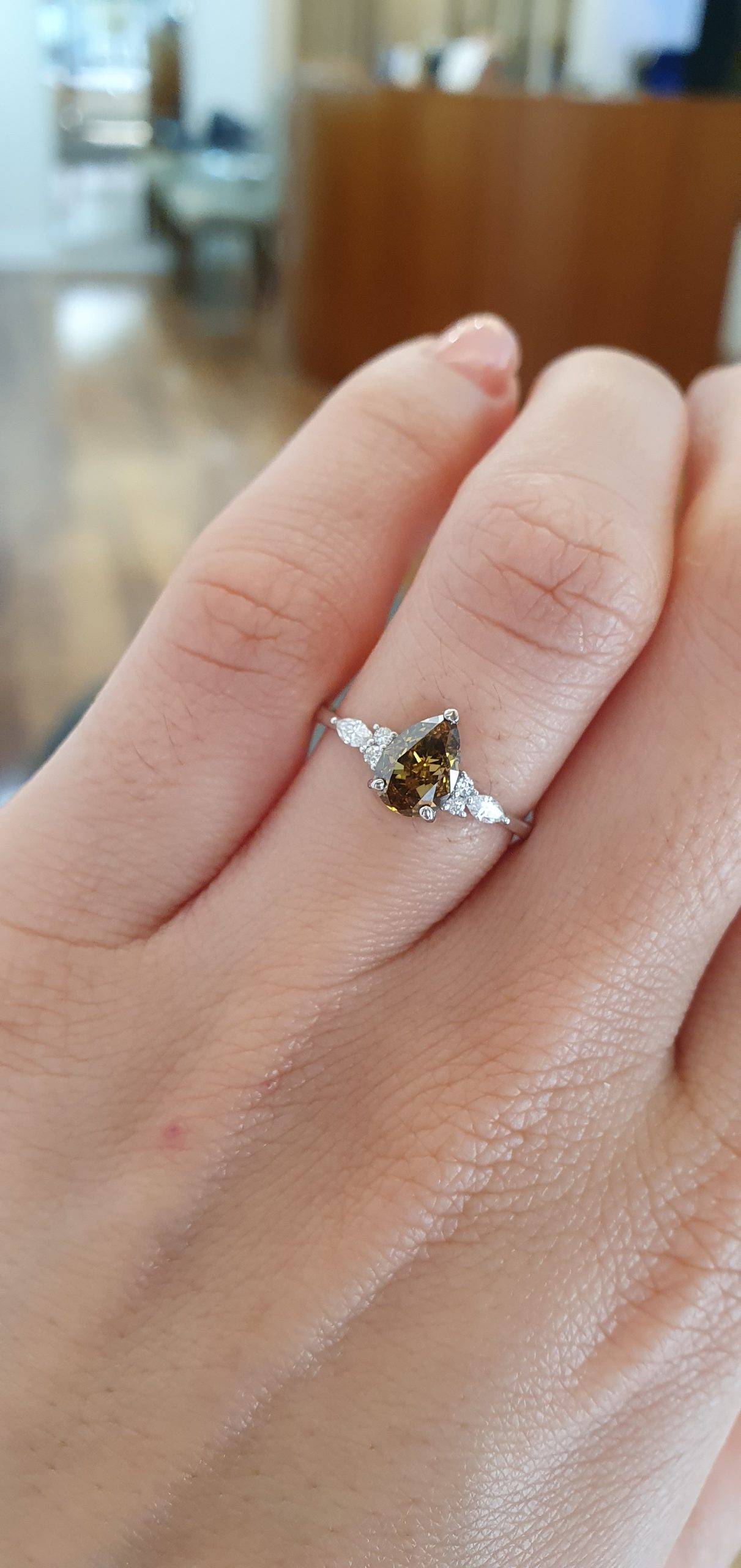 GIA 1.02ct Fancy Yellow Brown Diamond Ring in Platinum