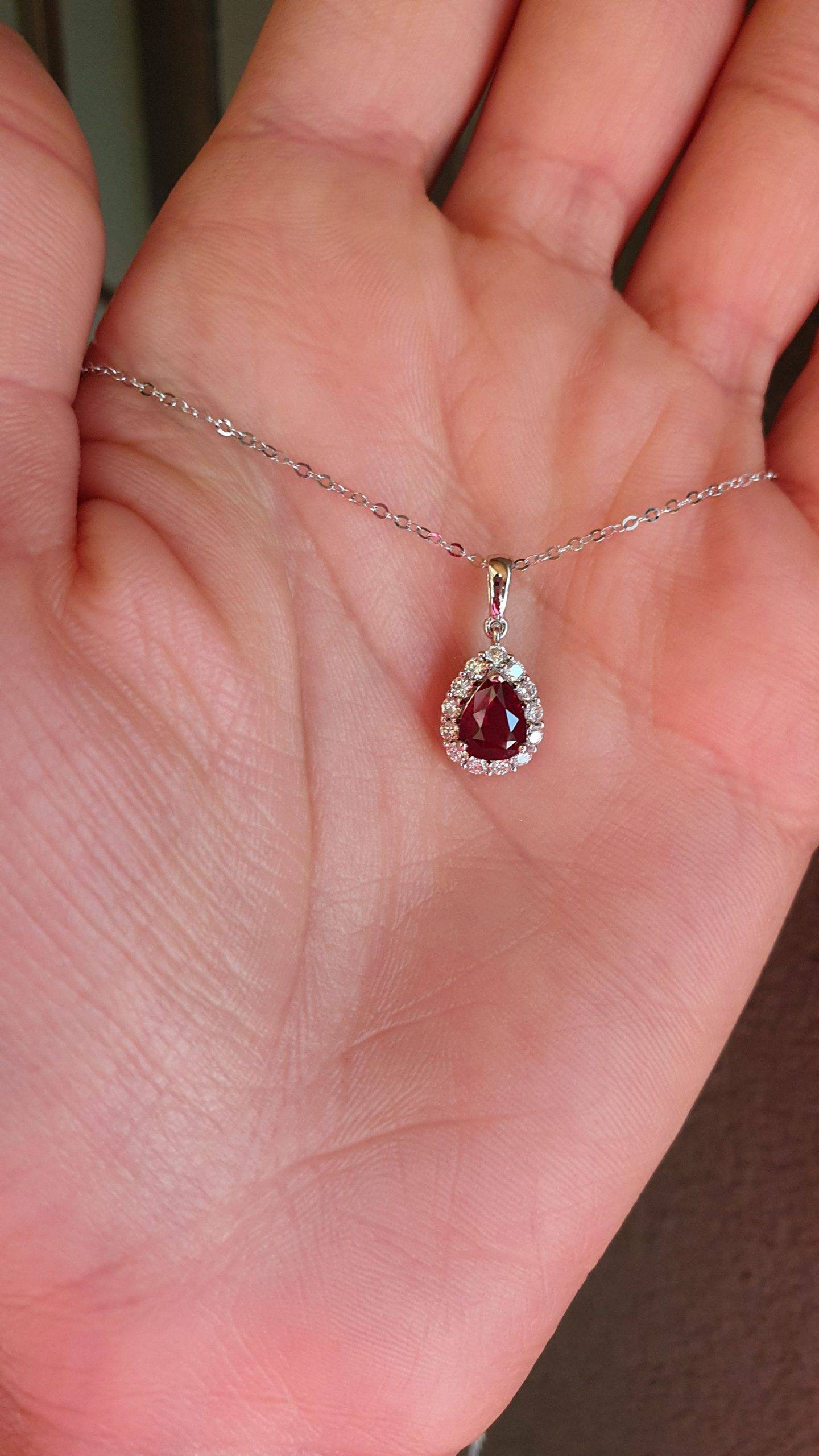 Exquisite Natural Unheated Ruby Pendant – 1.05ct Pear Shape