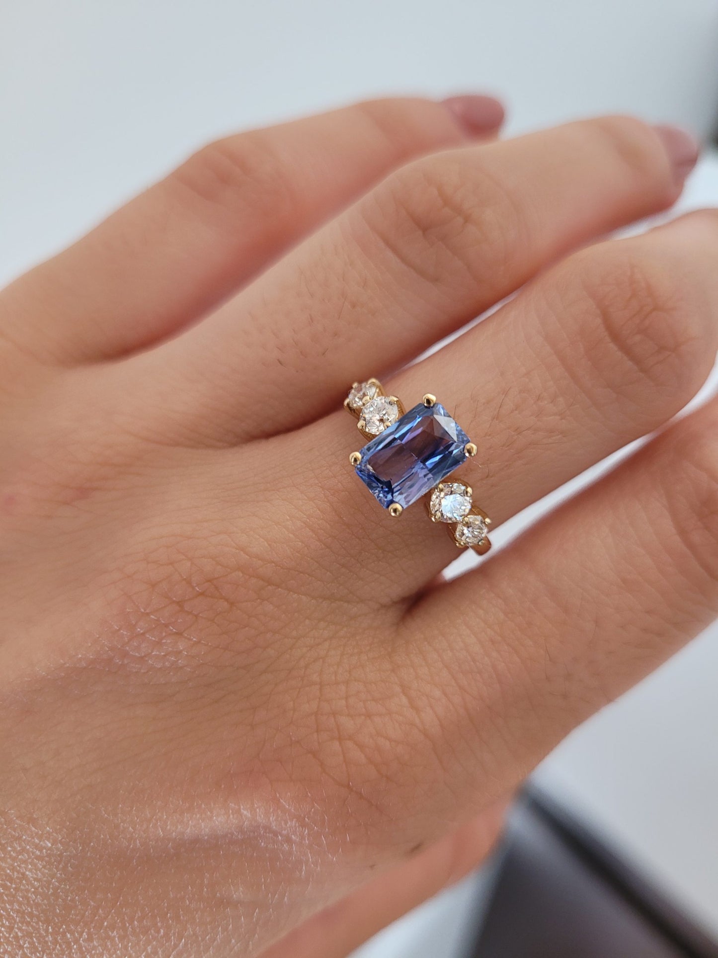 2.01ct Natural Blue Sapphire Ring with Diamond Accents in 18K Yellow Gold
