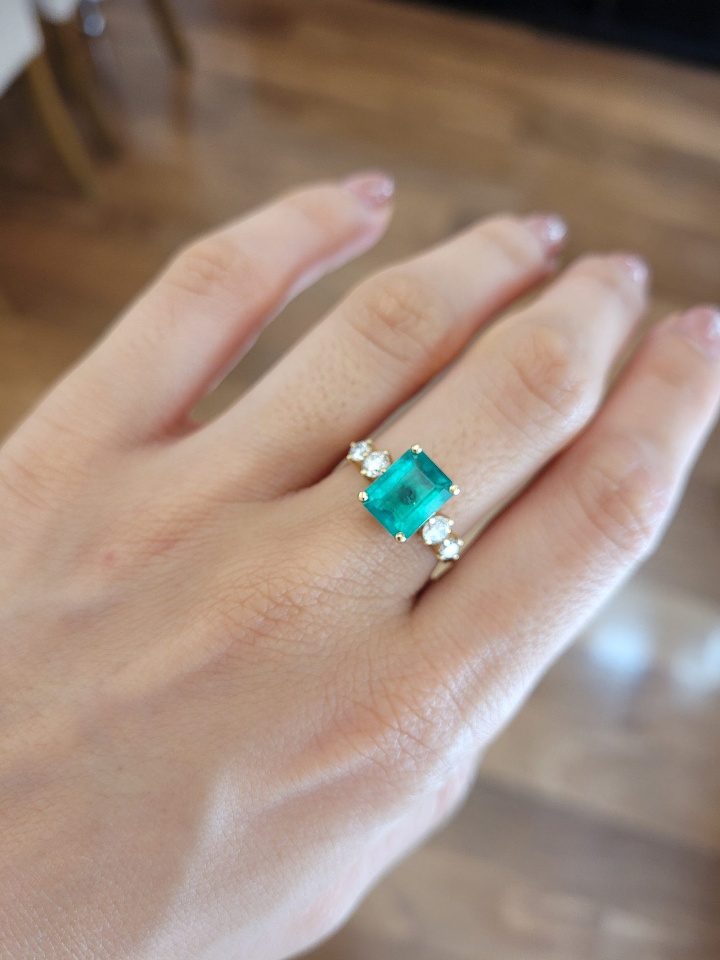2.29ct Natural Colombian Emerald Ring with GIA Diamonds in 18K Yellow Gold