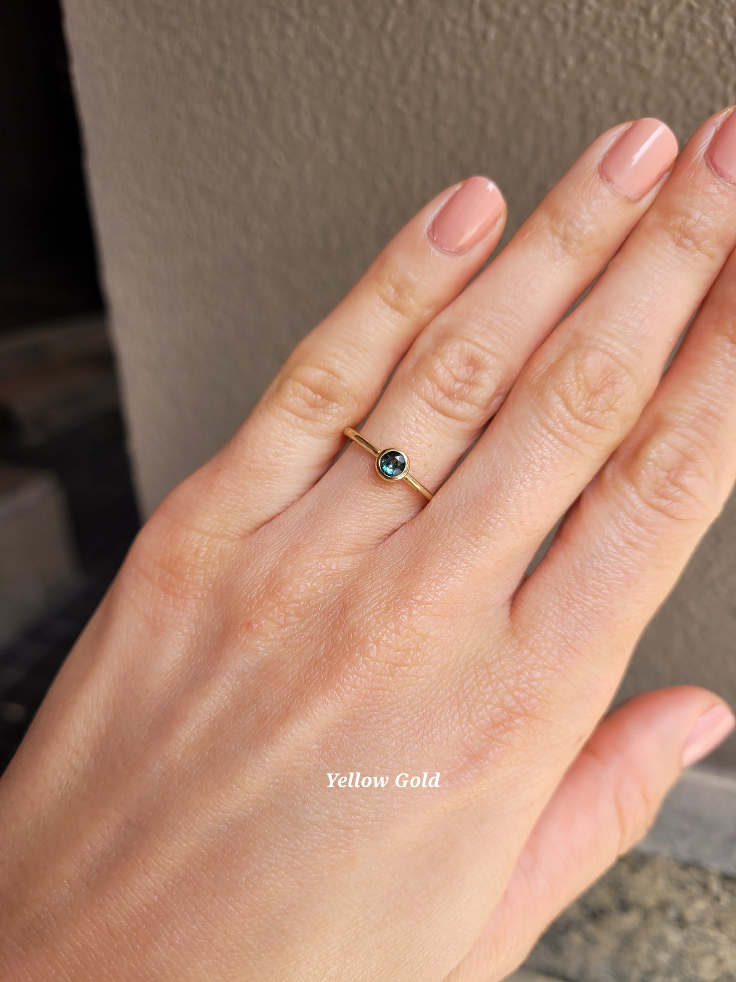 Australian Teal Sapphire Round Solitaire Ring in 9K Gold