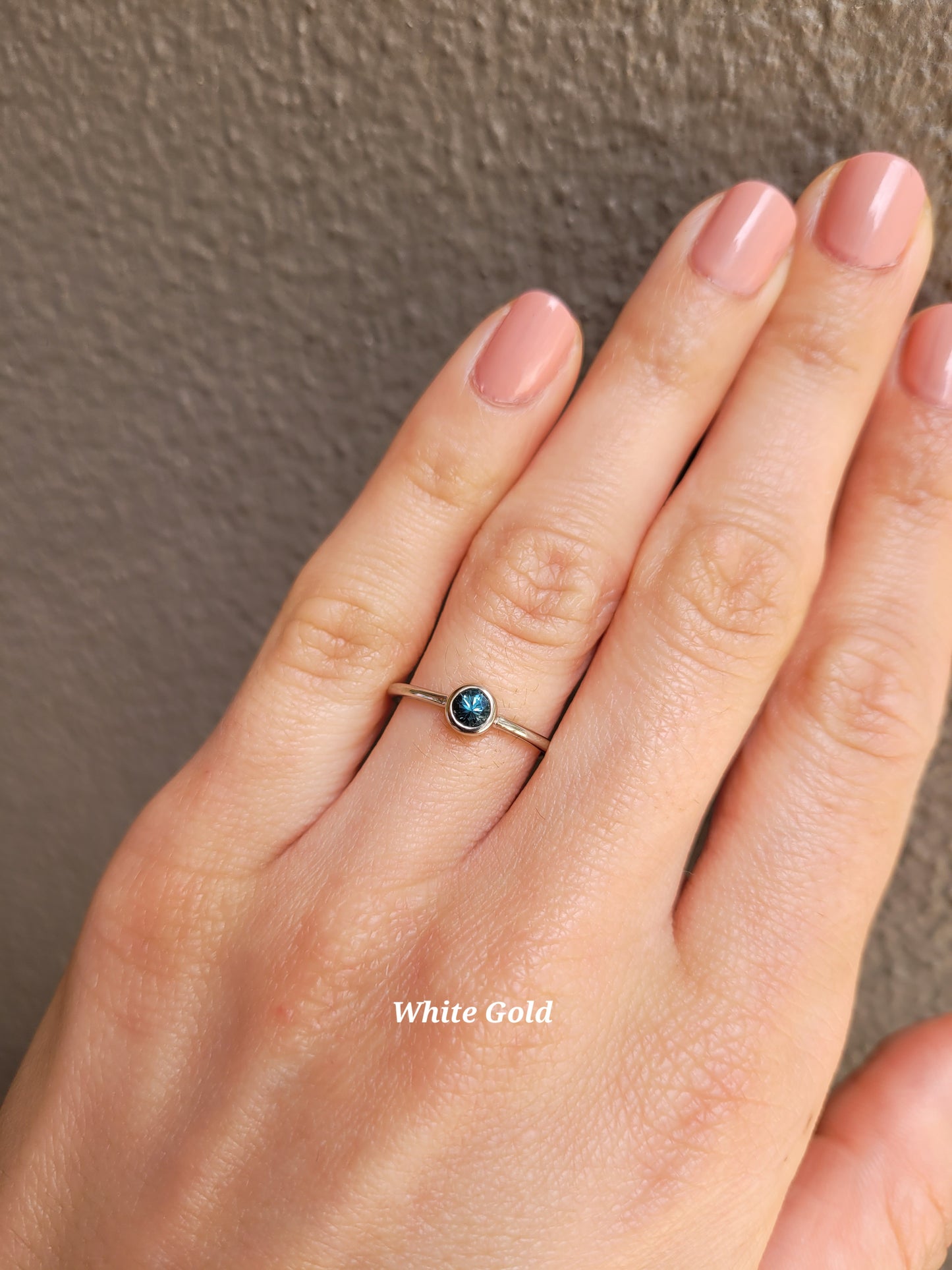 Australian Teal Sapphire Round Solitaire Ring in 9K Gold
